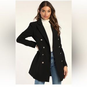 Lulu’s Captain’s Blog Black Double-Breasted Coat - Size Small NWT